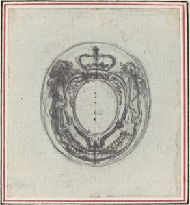 Kartusz herbowy z koroną i łupami autorstwa Hubert Francois Gravelot