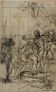 Powiększone studium ilustracji w Tacitus "Tiberius, or The Six First Books of Annals", Księga 1, tom 1. autorstwa Hubert Francois Gravelot