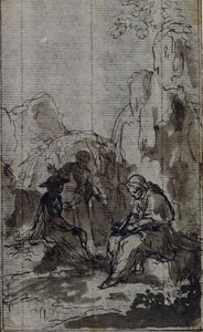 Studium do winiety w "Vie du Venerable don Juan de Palafox" Abbé Dinouarta, s. 391. autorstwa Hubert Francois Gravelot