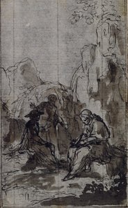 Studium do winiety w "Vie du Venerable don Juan de Palafox" Abbé Dinouarta, s. 391. autorstwa Hubert Francois Gravelot