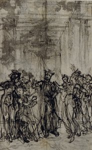 Studium do winiety w "Contes Moraux" Jeana François Marmontela autorstwa Hubert Francois Gravelot