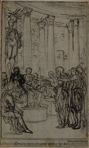 Studium do ilustracji w Tacyt "Tiberius, or The Six First Books of Annals", Księga V, tom 3, 1. studium autorstwa Hubert Francois Gravelot