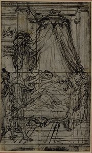 Studium do ilustracji w Tacyt "Tiberius, or The Six First Books of Annals", Księga VI, tom 3, 2. studium autorstwa Hubert Francois Gravelot