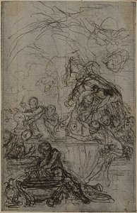 Studium do ilustracji w Tacyt "Tiberius, or The Six First Books of Annals", Księga IV, tom 2, 1. studium autorstwa Hubert Francois Gravelot