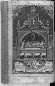 Pomnik Henryka II i Ryszarda I w opactwie Fontevrault, rytowany przez Jana Goldara, 1786 autorstwa Hubert Francois Gravelot