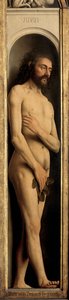 Adam, fragment lewego skrzydła Ołtarza Gandawskiego autorstwa Hubert & Jan van (1390 1441) Eyck