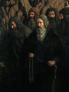 Fragment pustelników z prawej strony Ołtarza Gandawskiego