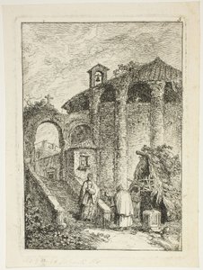 Starożytna Świątynia, płyta piąta z Wieczorów w Rzymie autorstwa Hubert Robert