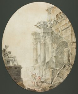 Łuk Konstantyna z posągiem Nerona autorstwa Hubert Robert