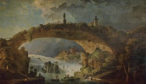Most nad wodospadami autorstwa Hubert Robert
