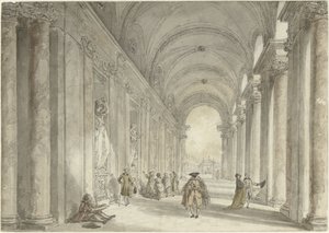Kolumnada kasyna Villa Albani w Rzymie Widok na kolumnadę przed kasynem Villa Albani w Rzymie autorstwa Hubert Robert