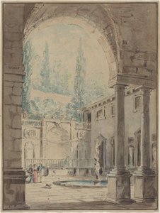 Dziedziniec willi Pliniana autorstwa Hubert Robert