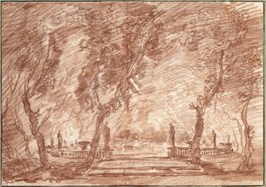 Fontanna w parku autorstwa Hubert Robert