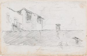 Dachy za ścianą autorstwa Hubert Robert