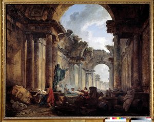 Wyimaginowany widok Grand Galerie du Louvre w ruinach Obraz Huberta Roberta (1733-1808) Nd. 1,14x1,46m. autorstwa Hubert Robert