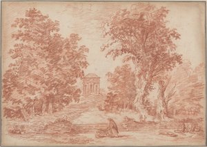 Włoski park z tempiettem autorstwa Hubert Robert