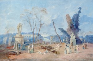 Zielony dywan wersalski (gwasz i toaleta na papierze) autorstwa Hubert Robert