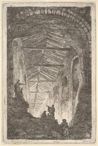 Ilustracja 10: Galeria Antyczna: duża, zadaszona galeria, światło wpadające z tyłu..., ok. godz. 1763-64. autorstwa Hubert Robert