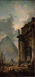 Ruiny z piramidą. Obraz Huberta Roberta (1733-1808), olej na płótnie autorstwa Hubert Robert