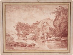 Ruiny nad morzem w pobliżu Neapolu: „Scola di Virgilio” autorstwa Hubert Robert
