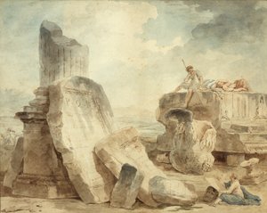 Ruiny z postaciami autorstwa Hubert Robert