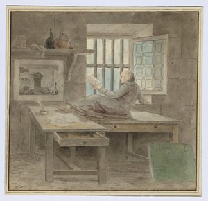 Autoportret w więzieniu Saint-Lazare autorstwa Hubert Robert