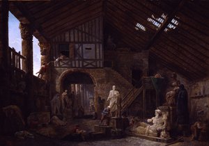 Pracownia konserwatora starożytności w Rzymie autorstwa Hubert Robert