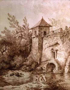 Kąpiący się (sangwina na papierze) autorstwa Hubert Robert