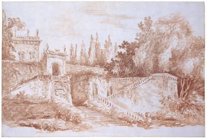 Widok na ogrody w Villa Mattei autorstwa Hubert Robert