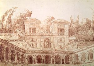 Villa Farnese, Rzym (rysunek) autorstwa Hubert Robert