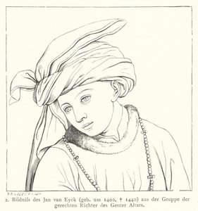 Jeden z sprawiedliwych sędziów z Ołtarza Gandawskiego Jana van Eycka autorstwa Hubert and Jan van  Eyck