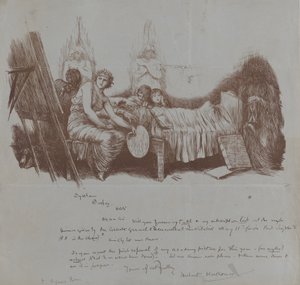 Zaproszenie na kolację dobroczynną Huberta von Herkomera dla Thomasa Agnew, 1877-78. autorstwa Hubert von Herkomer
