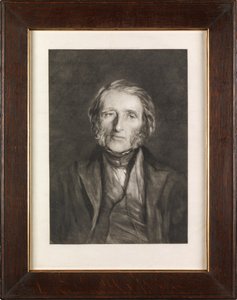 Portret Ruskina (mezzotinta) autorstwa Hubert von Herkomer