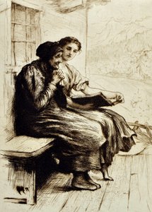 Słowa pociechy, c.1879 (akwaforta) autorstwa Hubert von Herkomer