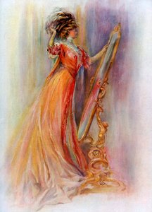 Kobieta podziwiająca siebie w lustrze, 1908-1909. autorstwa Hubner and Wilson