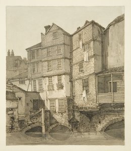 Frome, patrząc w górę rzeki w kierunku Mostu Bożonarodzeniowego, 1823 autorstwa Hugh ONeill