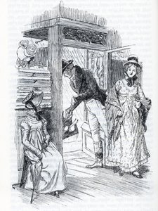 „Emma wyjaśnia, że to ona zaaranżowała ślub panny Taylor i pana Westona” (ilustracja) autorstwa Hugh Thomson