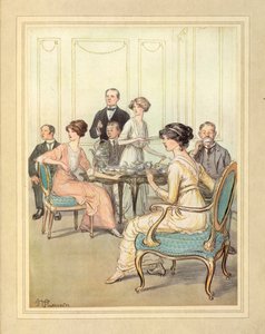 Pijąc herbatę, z „The Admirable Crichton” J.M. Barrie autorstwa Hugh Thomson