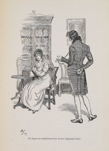 „Zaczął komplementować jej ulepszony wygląd”, za powieść Jane Austen z 1897 r. (Grawerowanie) autorstwa Hugh Thomson