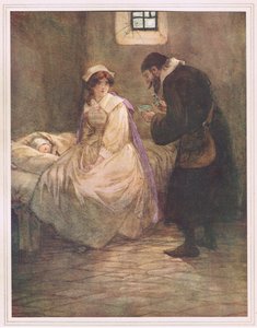 Hester usiadła na łóżku autorstwa Hugh Thomson