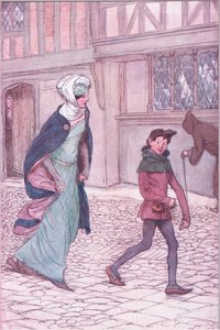 „Wolałam raczej iść przed tobą jak mężczyzna, niż podążać za nim jak krasnolud”, ilustracja z „Wesołych kumosz z Windsoru” autorstwa Hugh Thomson