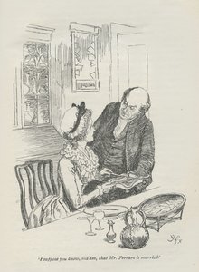 Przypuszczam, że wiesz, proszę pani, że pan Ferrars jest żonaty, 1896 r. autorstwa Hugh Thomson