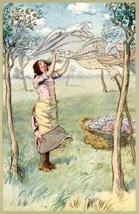 Myję, wyżymuję.. I robię to wszystko sam, z Wesołych kumosz z Windsoru, pub. 1910. autorstwa Hugh Thomson