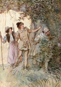 Ilustracja do Szekspira Jak wam się podoba (kolor lito) autorstwa Hugh Thomson