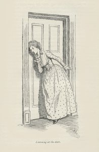Nasłuchiwanie w drzwiach, 1896 autorstwa Hugh Thomson