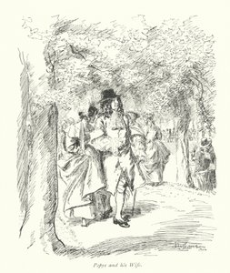 Londyn: Pepys i jego żona (kolorowa litografia) autorstwa Hugh Thomson