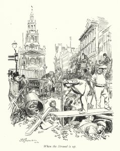 Londyn: When the Strand is up (kolorowa litografia) autorstwa Hugh Thomson