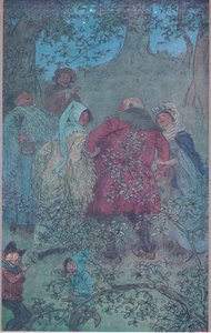 A teraz dobry sir Johnie, jak żyją twoje żony z Windsoru, ilustracja z Wesołych żon z Windsor, 1910 autorstwa Hugh Thomson