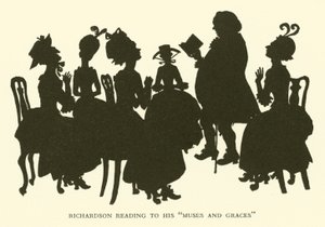 Richardson czytanie do jego „Muz i łask” (grawerowanie) autorstwa Hugh Thomson