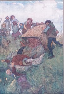 „Wrzuceni do Tamizy”, ilustracja z „Wesołych kumoszków z Windsoru” autorstwa Hugh Thomson